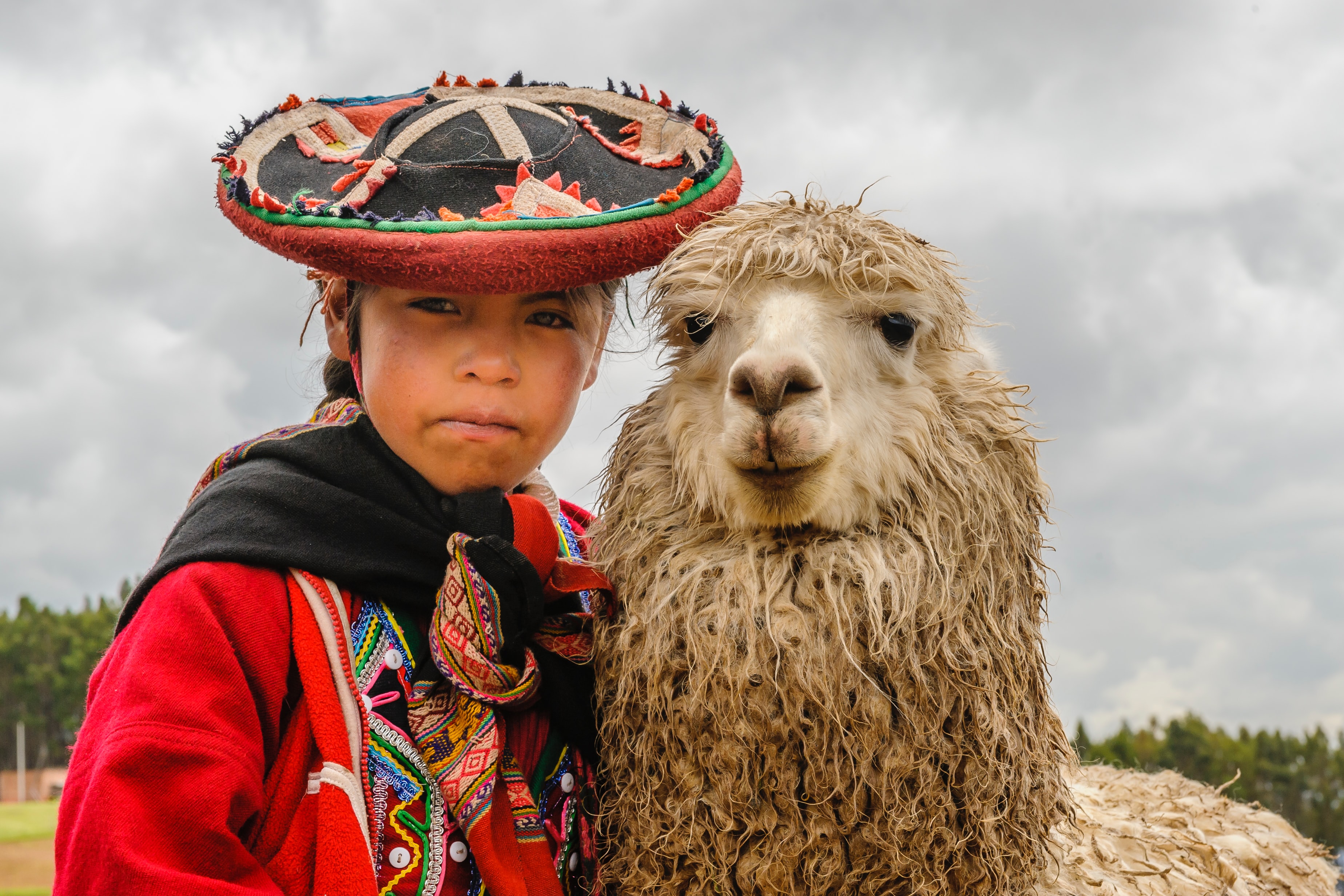 Girl from Cusco with alpaca - Peru